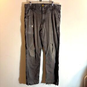 Carhartt Sz 42 x 32 Very Distressed Stained Slim Fit Trouser Pants in Grey